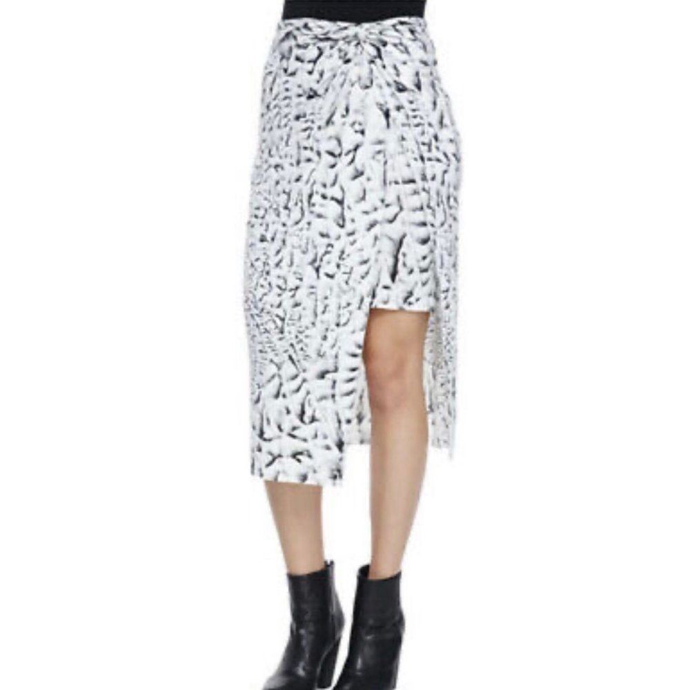 Helmut Lang Twist Knot Jersey Knit Strata Skirt Abstract Print (S)